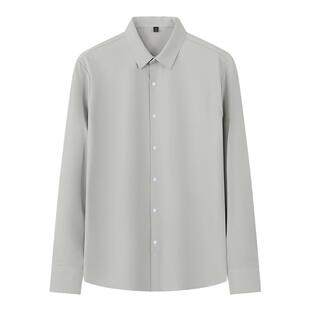 冰丝凉感免烫 咖啡色衬衫春季肌理感商务抗皱百搭灰色衬衣男正装