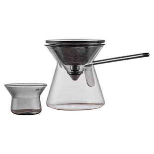斗笠磁吸泡茶壶创意侧把飘逸杯闷泡美式咖啡壶茶水分离玻璃冲泡壶