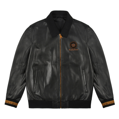 Raidy Boer/雷迪波尔男装秋冬可脱卸针织领刺绣绵羊皮皮衣2008-70