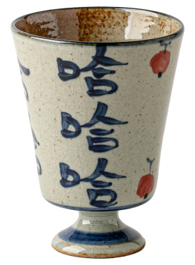 巷子尾仿古手作粗陶手绘高脚杯