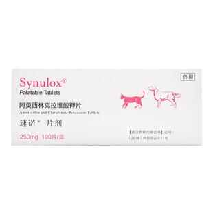 速诺片狗狗消炎药速诺消炎片狗阿莫西林克拉维酸钾片猫宠物250mg
