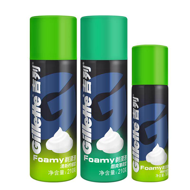 吉列剃须泡沫210g大瓶男士刮胡泡刮胡膏啫哩剃毛膏剃须刀胡子清洁