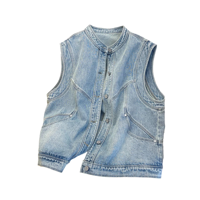 超好看时尚牛仔马甲女时髦洋气