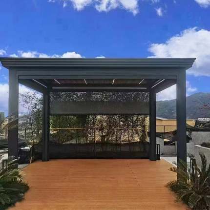 正誉电动智能凉亭户外遮阳防雨阳光房 庭院休闲铝合金新中式亭