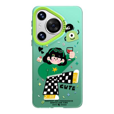 小绿女孩适用华为Pura70手机壳新款P60软边硬壳p70保护套潮牌小众p40pro网红超薄全包防摔创意高级p50por+女