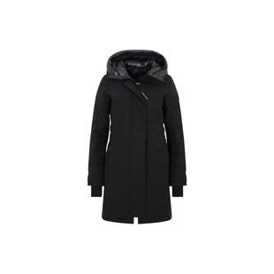 Canada Goose FW22 纯色连帽中长款羽绒服 冬季 女款 黑色