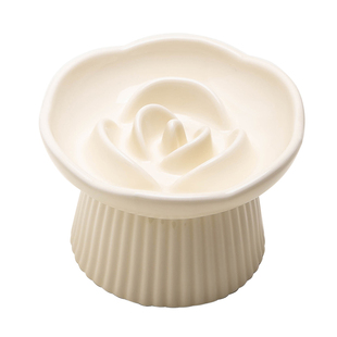 Petdebby花朵慢食碗陶瓷宠物碗狗狗碗食盆猫粮碗防黑下巴宠物用品