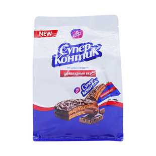 俄罗斯原装进口三明治饼干KONTI康吉炼乳花生榛子味夹心巧克力