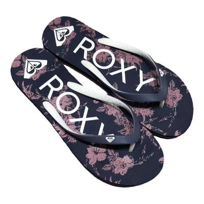 现货ROXY宝蓝色凉拖鞋简约