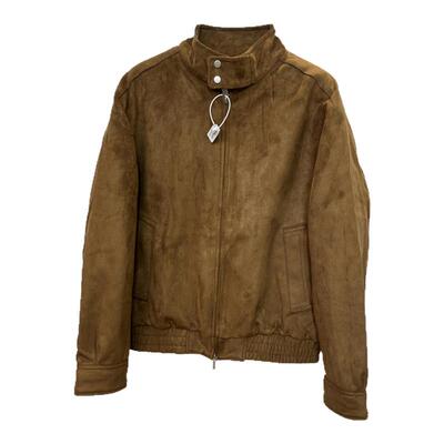 加厚咖色翻领麂皮绒夹克外套潮