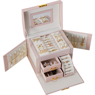 项链专用首饰盒高档精致耳钉盒戒指手饰品收纳盒防氧化大容量新款