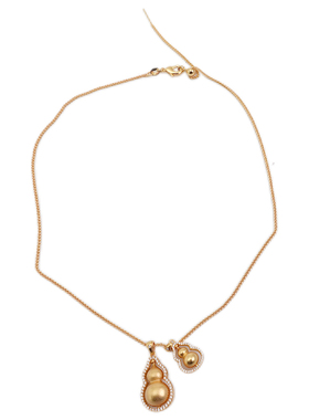 XMR新中式设计感双葫芦吊坠项链