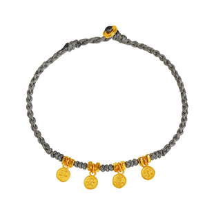 老克勒黄金古法平安喜乐足金999吊坠碎金子手链手串宝宝儿童女士