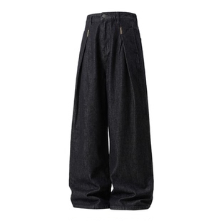 WASSUP美式复古原色高街牛仔裤男2026新款潮流vibe弯刀阔腿休闲裤