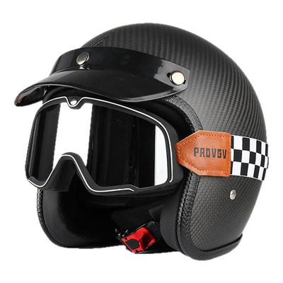 碳纤维复古头盔夏季男女机车半盔