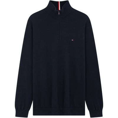 Tommy男装纯棉半拉链立领针织衫