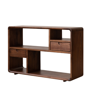 北美黑胡桃实木小书架储物架小边几沙发边柜侧边柜沙发旁边的边柜