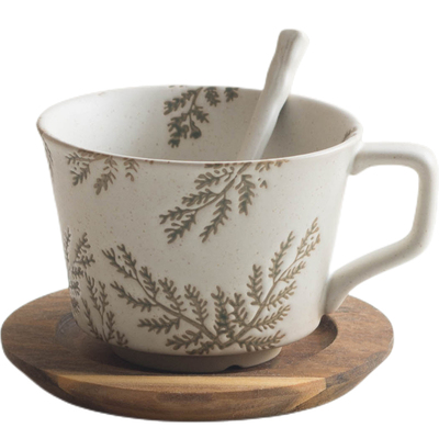 香松叶复古陶瓷手绘日式咖啡杯