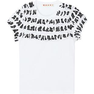 MARNI 春夏女童装褶饰棉质平纹布T恤