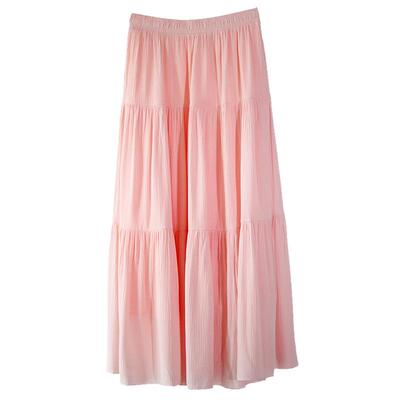 文艺a字亚麻民族风大摆半身裙