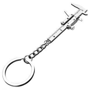 迷你款小型便捷游标卡尺钥匙扣挂件测量工具锌合金钥匙扣便携工具