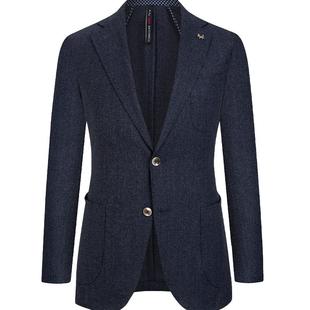 东博利尼秋季羊毛桑蚕丝休闲单西男士商务通勤修身西装外套