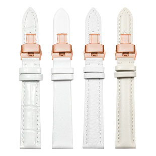 适配蒂玮娜真皮手表带满天星时来运转五芒星白色牛皮表链女款学生