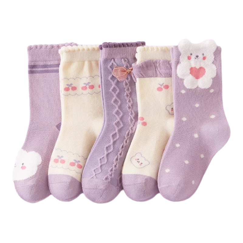 儿童袜子春秋款女童卡通中筒袜女孩童袜秋冬保暖女宝宝冬季长筒袜