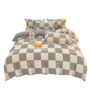 冬季加厚双面牛奶绒被套单件法兰珊瑚绒床单被罩被单双人三四件套