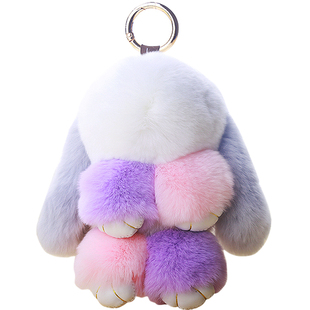 流氓兔公仔真毛小兔子毛绒玩具兔子包包挂件垂耳兔手机挂饰钥匙扣