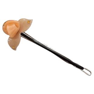 韩系醋酸花朵青蛙扣一字夹女后脑勺撞色甜美气质优雅发卡盘发夹子