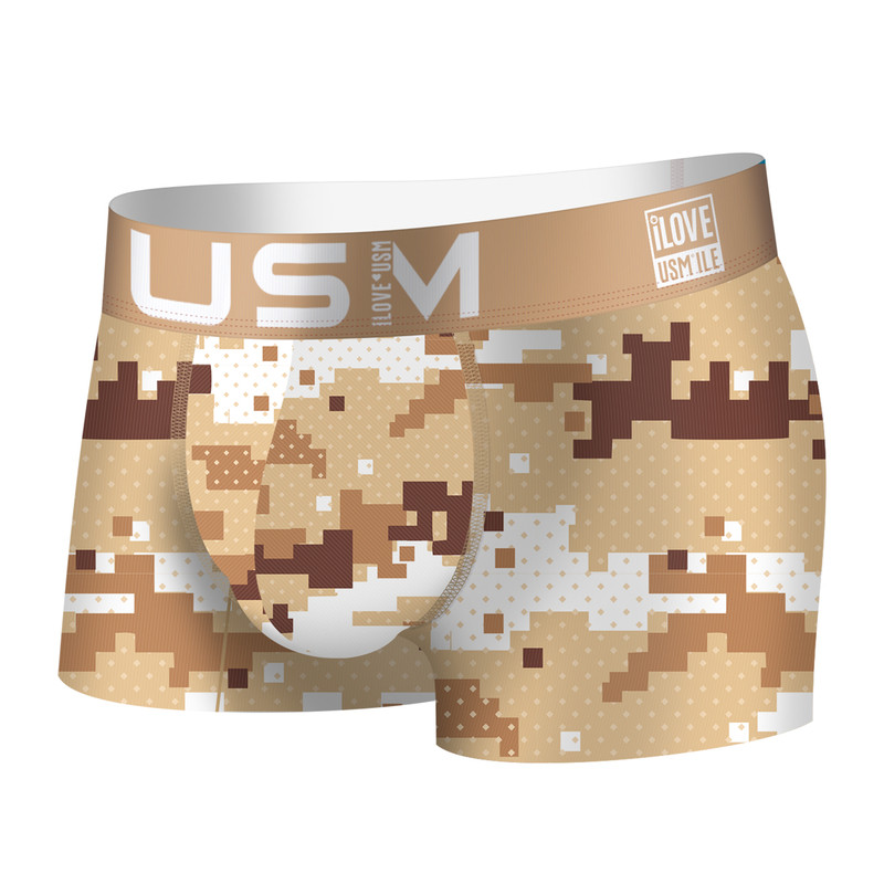 USM超强透气男士内裤男平角裤 印花个性迷彩 本命年红内裤 三角裤