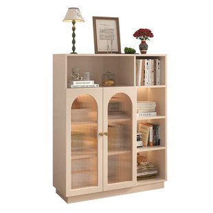 轻奢书柜客厅玻璃门防尘书架儿童收纳柜置物架法式奶油风储物柜子