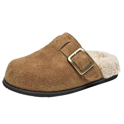 EBLAN/伊伴加绒保暖包头半拖鞋女