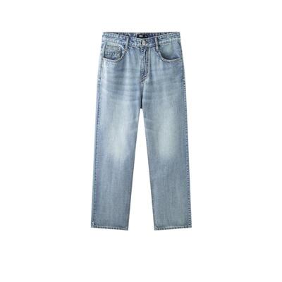 森马潮流复古直筒宽松牛仔长裤男