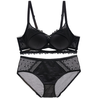 性感小胸聚拢内衣套装aa杯镂空