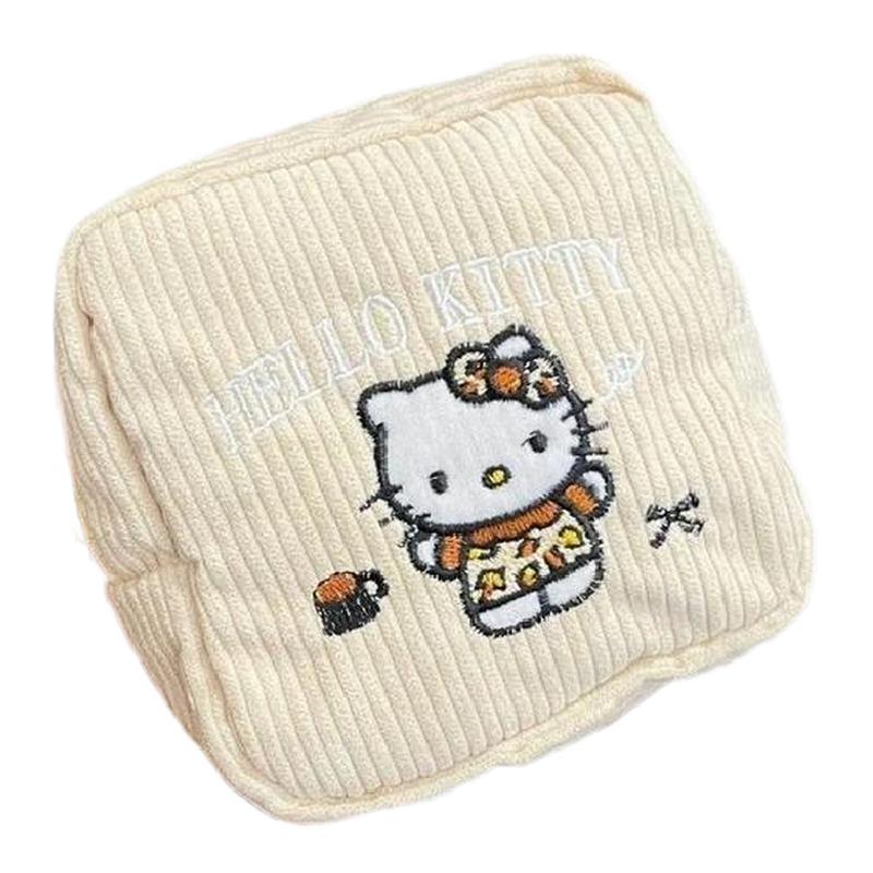 化妆包旅行便携大容量灯芯绒可爱卡通hellokitty收纳洗漱包杂物袋