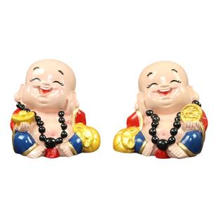 招财可爱笑佛大肚弥勒佛小摆件家用客厅汽车车载保平安佛像装饰品