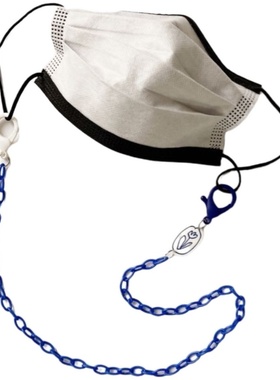 口罩链防丢挂脖亚克力细链新款蓝白小花吊坠简约装饰项链墨镜链