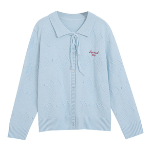 秋冬新款大码胖mm女装POLO领开衫款毛针织衫小香风百搭甜美上衣