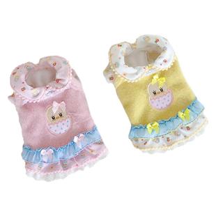 糯米家 秋冬毛绒小鸡外套娃娃领加绒打底飞袖连衣裙宠物猫狗衣服