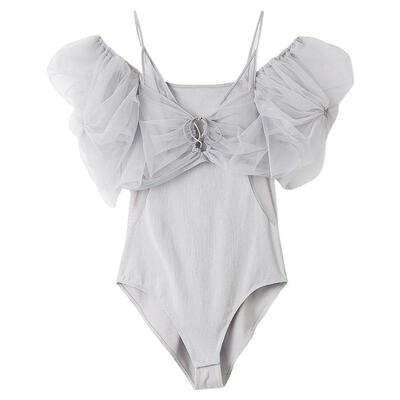 SNIDEL春夏款Chacott联名芭蕾风薄纱露背连体衣SWCT251005