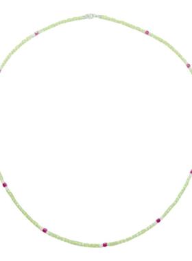 天然水晶方形橄榄石绿色极细项链