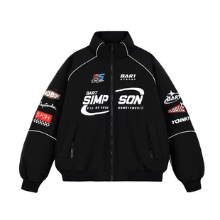 【袁一琦同款】辛普森一家赛车夹克羽绒服男冬季美式立领情侣外套