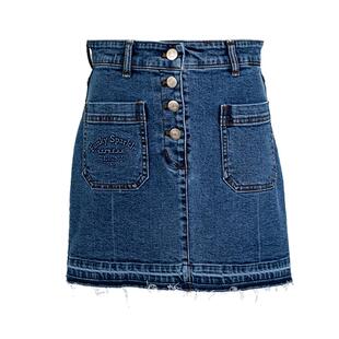 YCH 秋冬女士时尚口袋纽扣牛仔半身裙银泰百货精品 301574