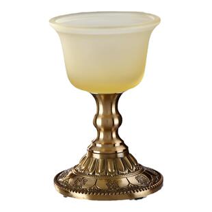 佛前古法琉璃酒杯黄铜八吉祥底座礼佛水杯招财神关公供杯佛堂供具