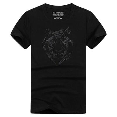 欧洲站短袖t恤男装老虎头图案