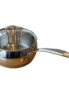 Bossd304不锈钢奶锅辅食锅无涂层三层钢不粘锅热奶煮粥煮面16cm