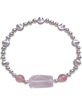 少女心桃花手串拉丝猫眼银光闪烁