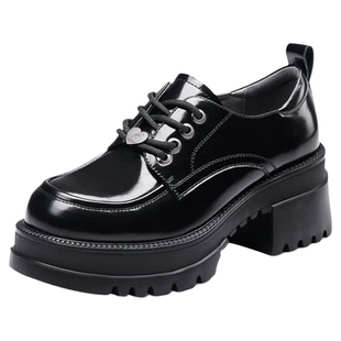 KISSCAT接吻猫2026新款爱心正品增高奥利奥厚底系带乐福鞋女鞋